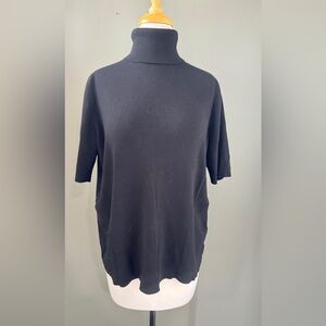 Anne Klein Black Ribbed Knit turtle knit short sleeved Sweater